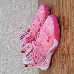 8.5 men's, 10 woman's. Harden Stepback 3 Adidas pink tie-dye basketball shoes.